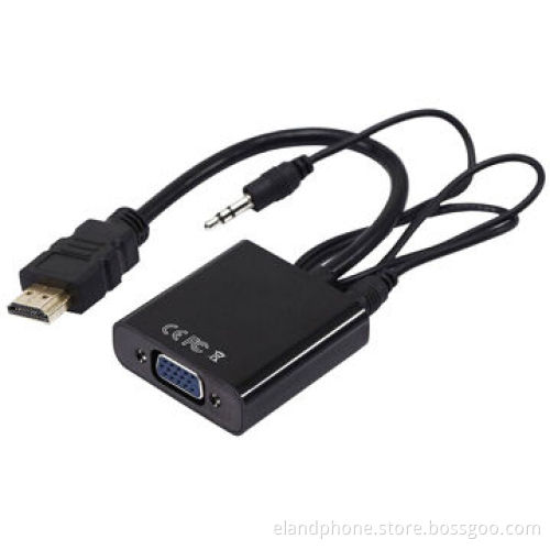 HDMI to VGA Adapter with 3.5 Audio, Supports Pixel Clock Rate from 25 to 165MHz